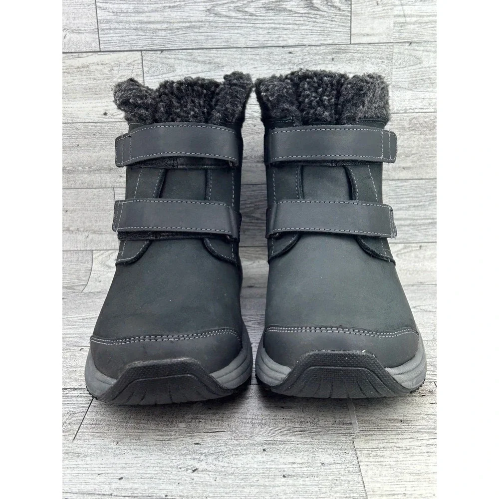 Orthofeet Florence 886 Women Size 7 Black Leather Ankle Boots Faux Fur Lining‎